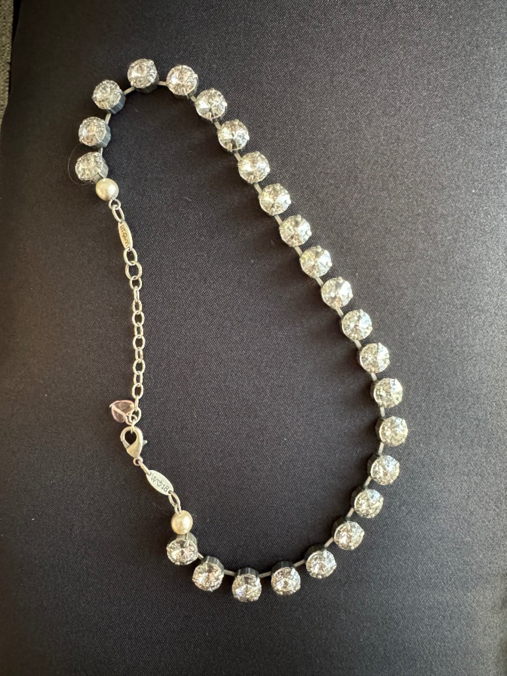 Authentic Sabika 15mm Clear Crystal Choker Necklace Retired Silver Tone Rivoli